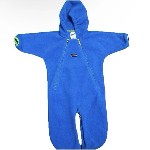 Patagonia Infant Baby Blue Fleece Bunting Outfit Size 6 Months - Picture 1 of 4